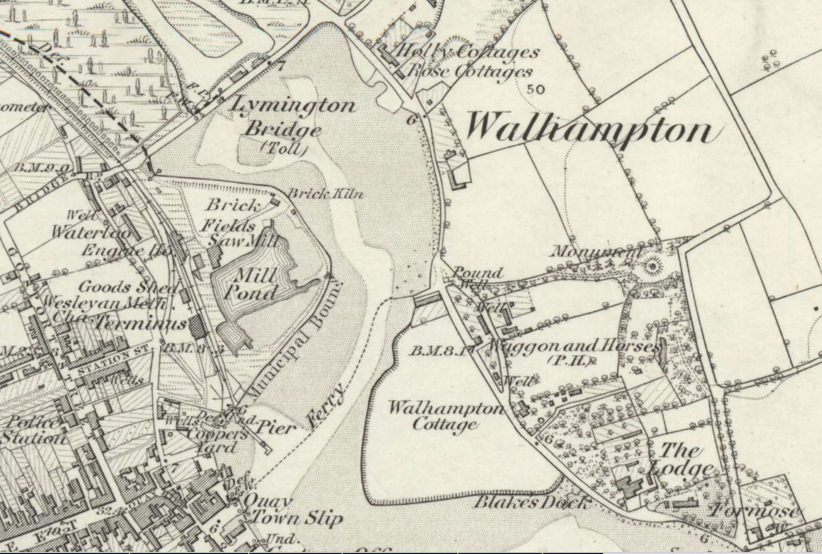 Ordnance Survey six inch, 1871, showing Waggon and Horses